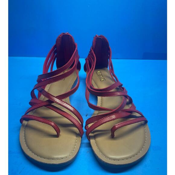 Carlos Santana  Women Shoes Flat Strappy Sandal Red Size 8 Back ZIp - Picture 3 of 11